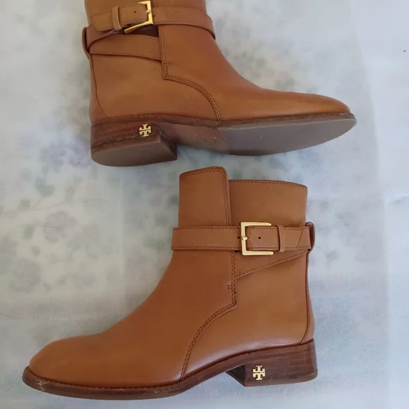Tory Burch Women Brooke Ankle Booties tan calf leather size 6 preowned - Picture 2 of 13